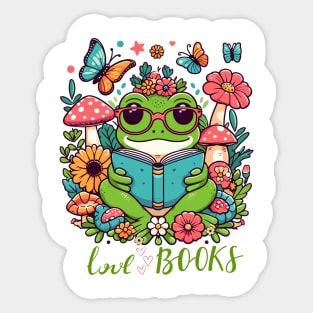 Frog Book - Cute Frog Love Reading Sticker